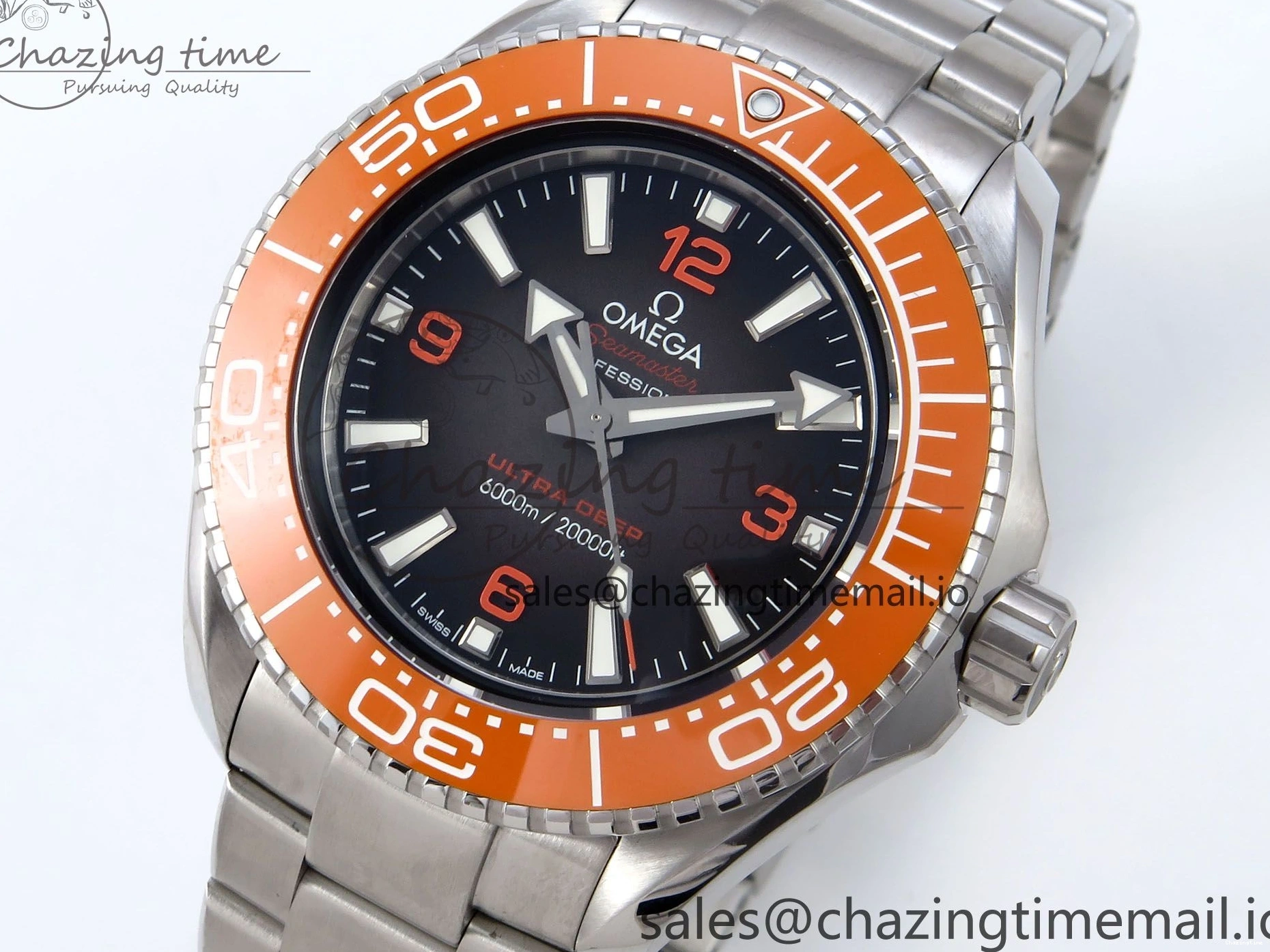 0523 Seamaster 6000M Ultra Deep SS VRF 1:1 Best Edition Gray Dial Orange Bezel on SS Bracelet A8912 Super Clone NewStyle 7687